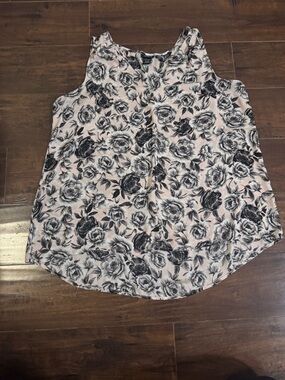 Torrid Pink Floral A-Line Skirt with Black Rose Print